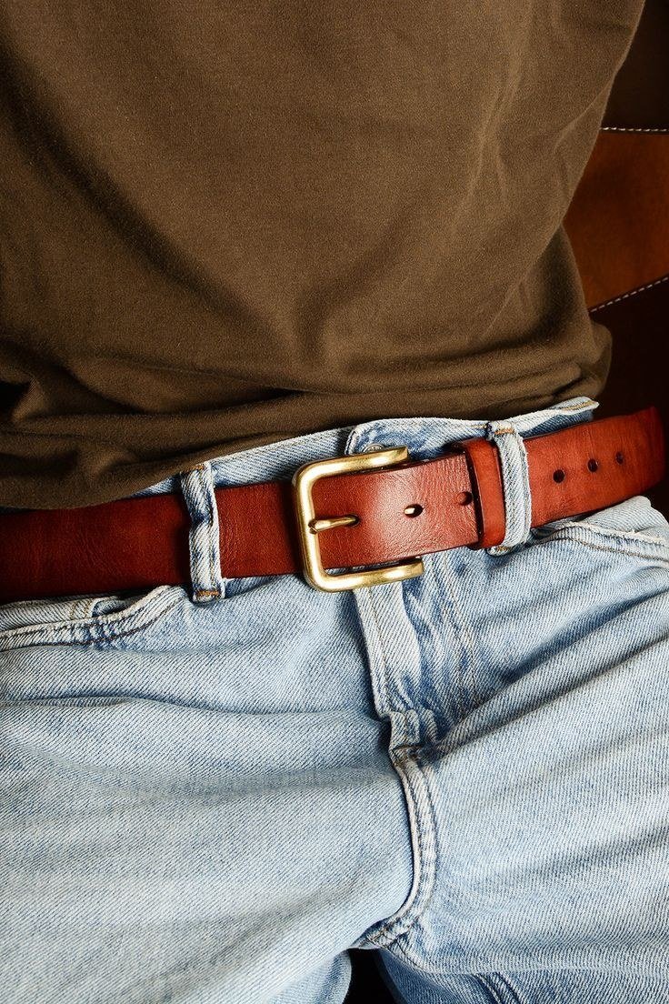 Vintage cowhide leather belt show different charm