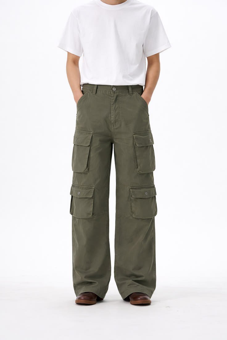 Military Green Cargo Pants _ Tactical Streetwear Style