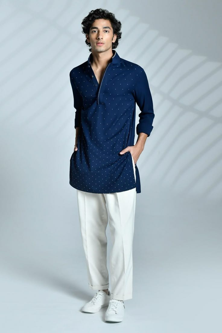 Shop for S&N by Shantnu Nikhil Blue Cotton Short…