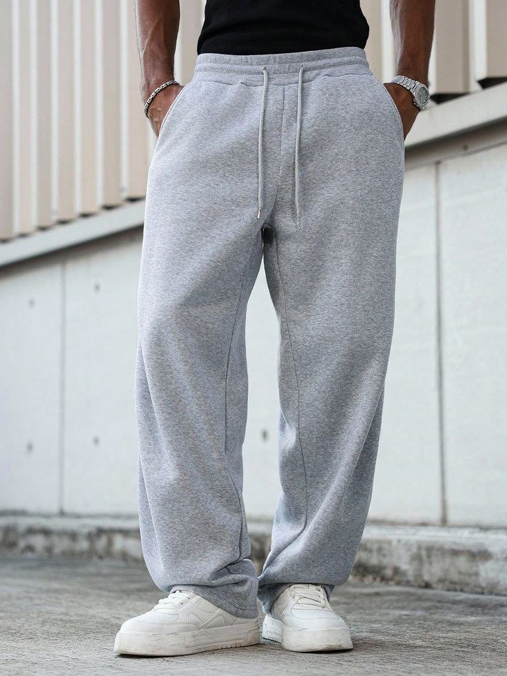 Pantalones de chándal casuales para hombres con bolsillo y cordón en la cintura