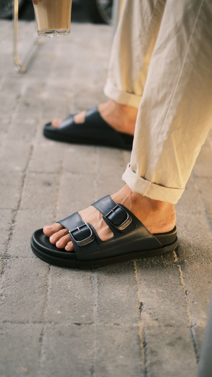 Double-strap NAVY Horizontal STRAP Rain Slippers For Men