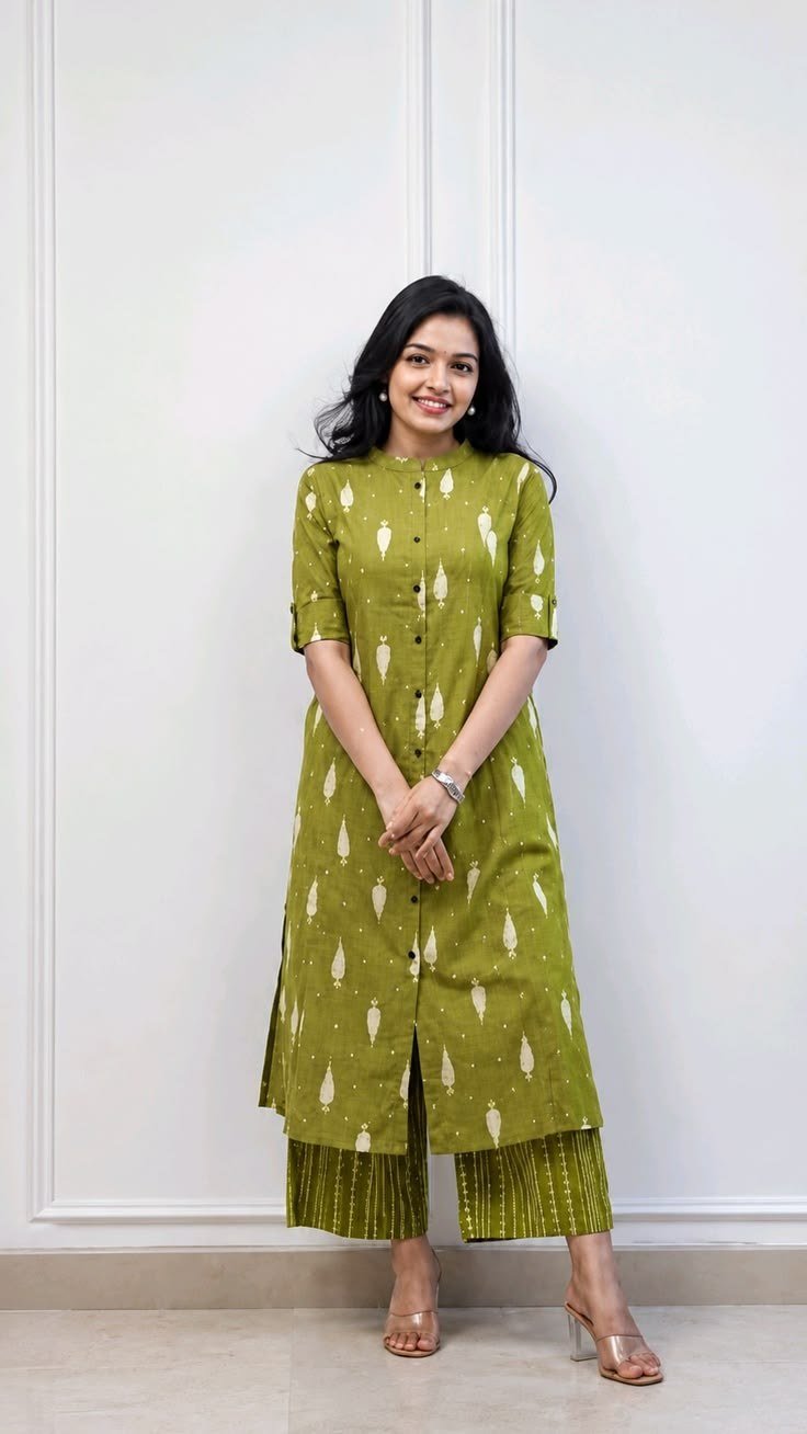 Elegant Olive Green Kurta Set for Women _ Stylish Ethnic Fashion