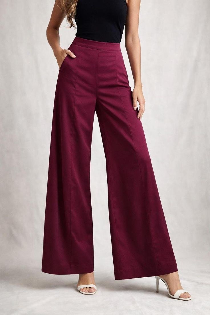 Maroon Cotton Wide-Leg Palazzo Pants_ Everyday style trousers