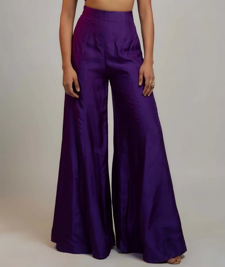 Purple Silk Palazzo Pants, High Waist Wide Leg Trousers - Etsy