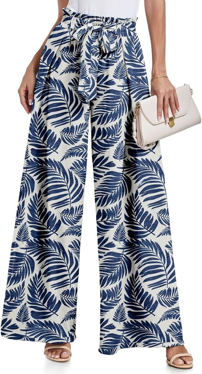 Womens High Waisted Palazzo Pants Floral Casual…
